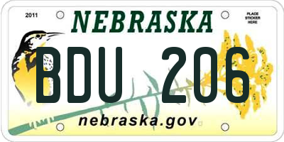 NE license plate BDU206