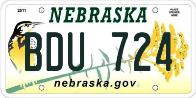 NE license plate BDU724