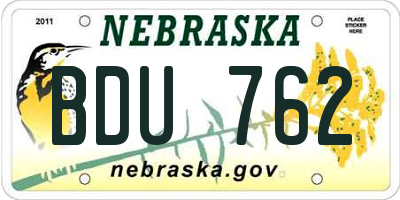 NE license plate BDU762