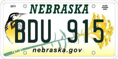 NE license plate BDU915