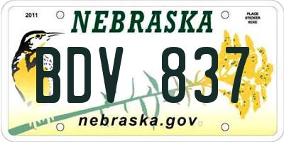 NE license plate BDV837