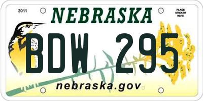 NE license plate BDW295