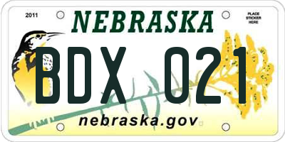NE license plate BDX021