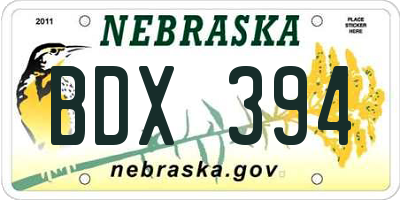 NE license plate BDX394