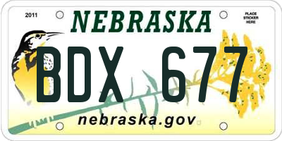 NE license plate BDX677