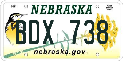 NE license plate BDX738