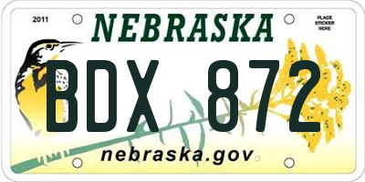 NE license plate BDX872
