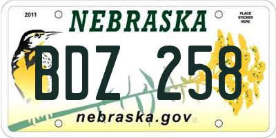 NE license plate BDZ258