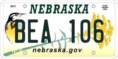 NE license plate BEA106