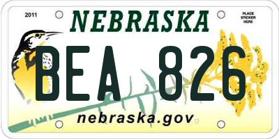 NE license plate BEA826