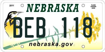 NE license plate BEB118