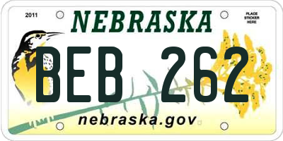 NE license plate BEB262