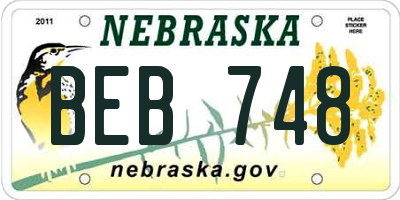 NE license plate BEB748