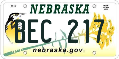 NE license plate BEC217