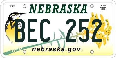 NE license plate BEC252