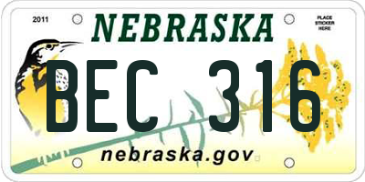 NE license plate BEC316