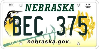 NE license plate BEC375