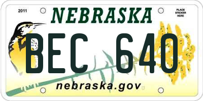NE license plate BEC640