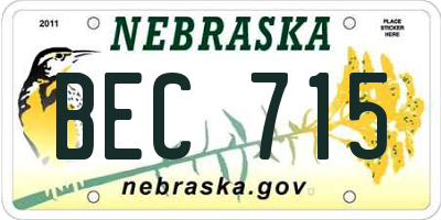 NE license plate BEC715