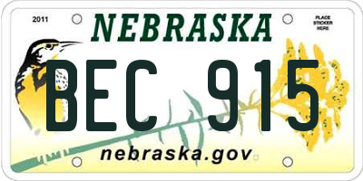 NE license plate BEC915