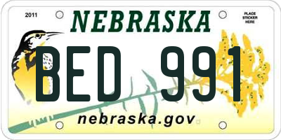 NE license plate BED991