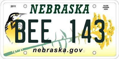 NE license plate BEE143