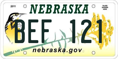 NE license plate BEF121