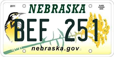 NE license plate BEF251