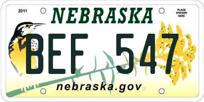 NE license plate BEF547