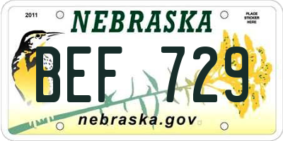 NE license plate BEF729