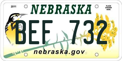 NE license plate BEF732