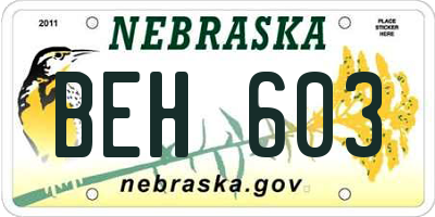 NE license plate BEH603