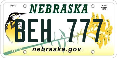 NE license plate BEH777
