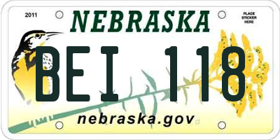 NE license plate BEI118