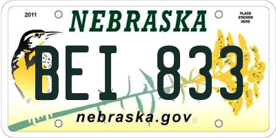 NE license plate BEI833