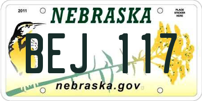 NE license plate BEJ117