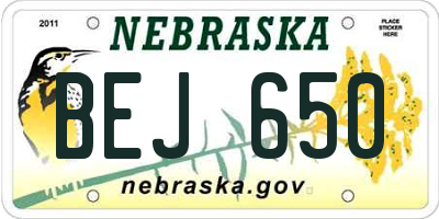 NE license plate BEJ650