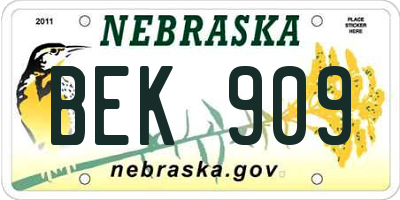 NE license plate BEK909