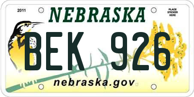 NE license plate BEK926