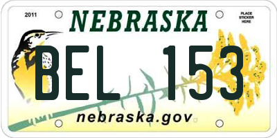 NE license plate BEL153