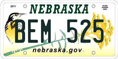 NE license plate BEM525