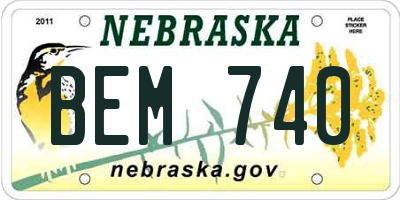 NE license plate BEM740