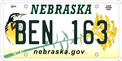 NE license plate BEN163
