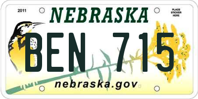 NE license plate BEN715