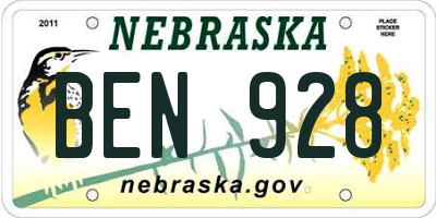 NE license plate BEN928