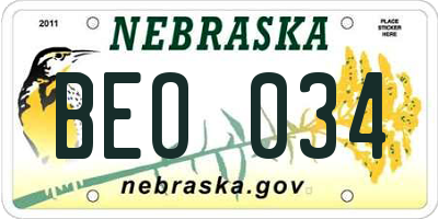 NE license plate BEO034