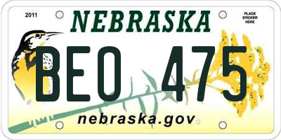 NE license plate BEO475