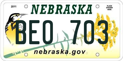 NE license plate BEO703