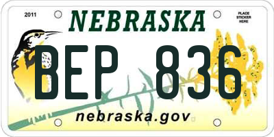 NE license plate BEP836