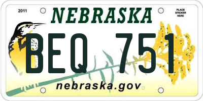NE license plate BEQ751